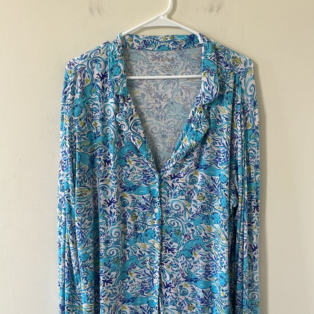 Lilly Pulitzer Melon Fig Tint Monkey Sea Knit Pajama Set Size XL - Picture 4 of 11